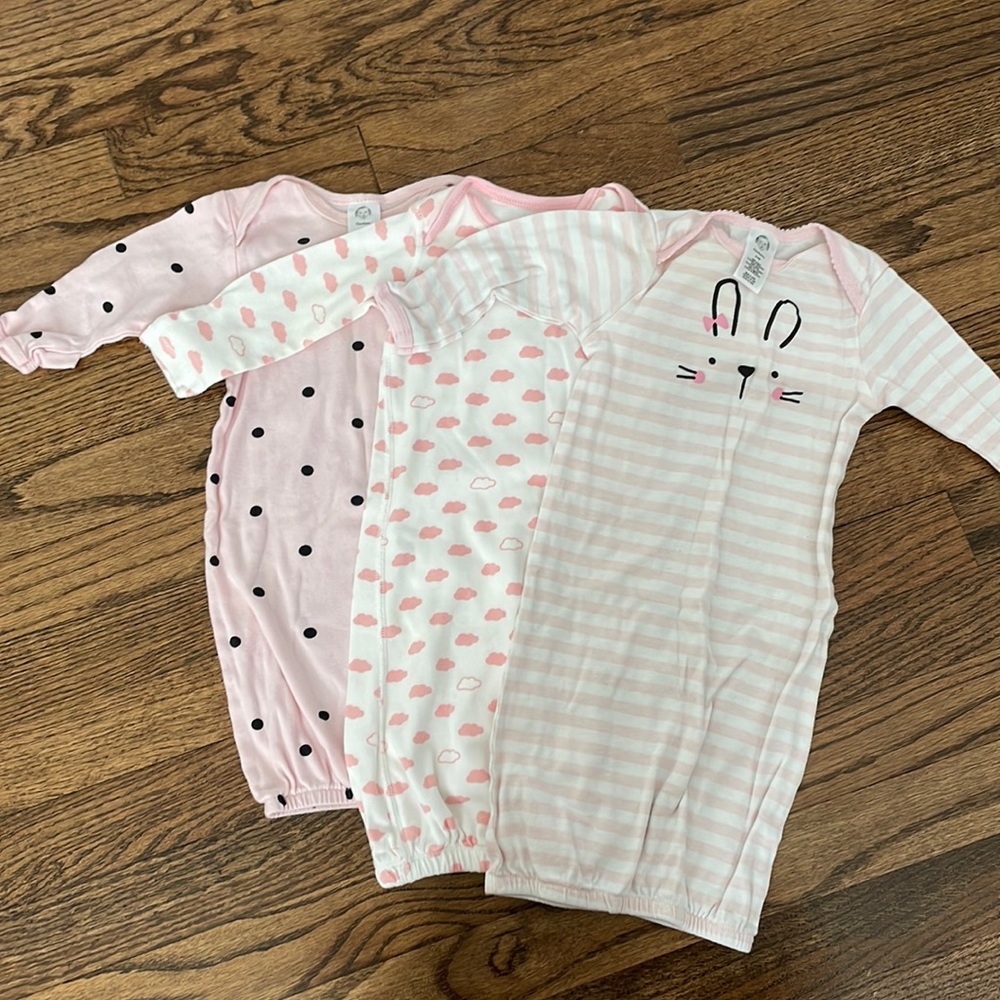 3-pack, Long sleeve baby nightgowns